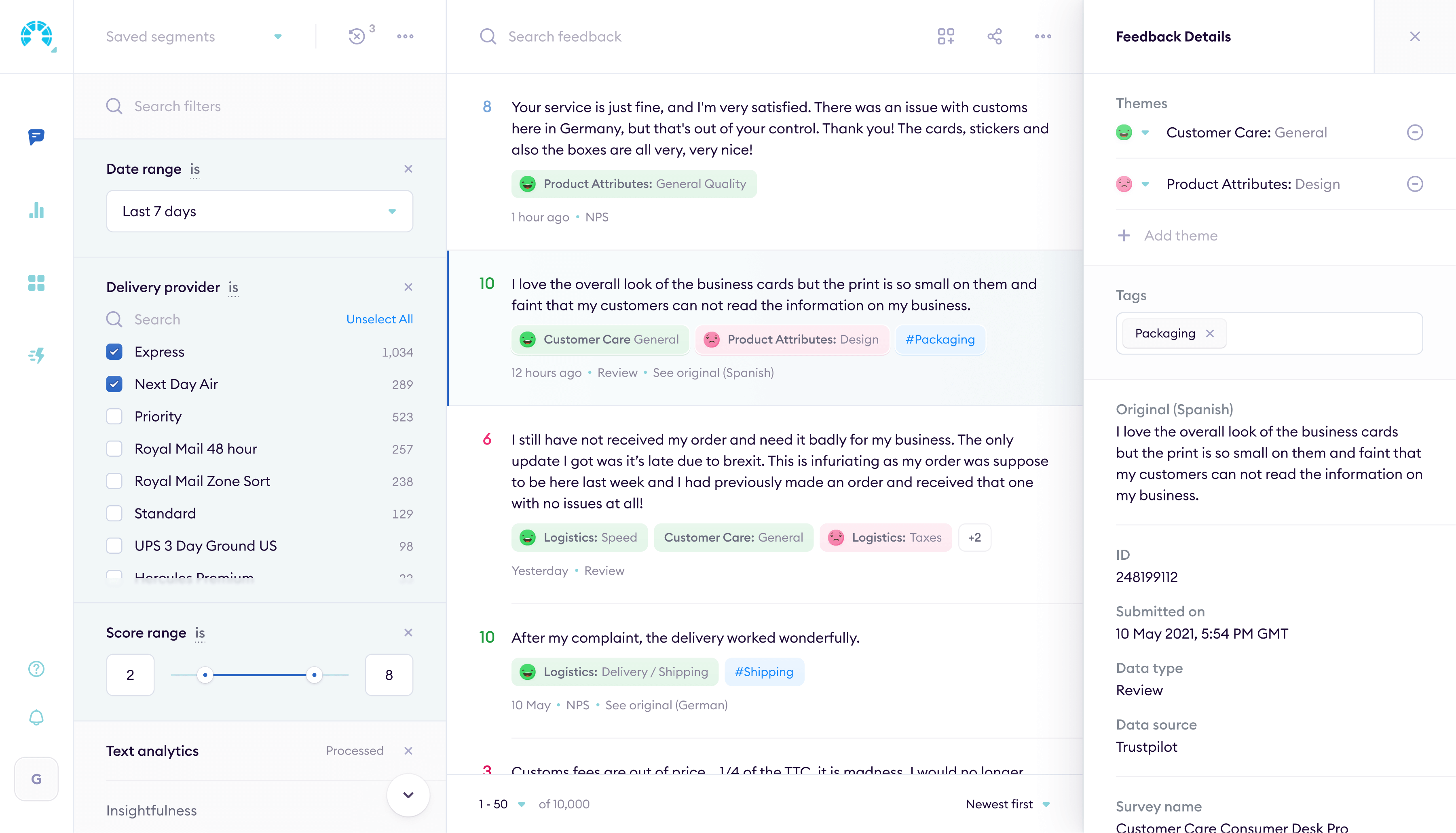 Feedback categorization