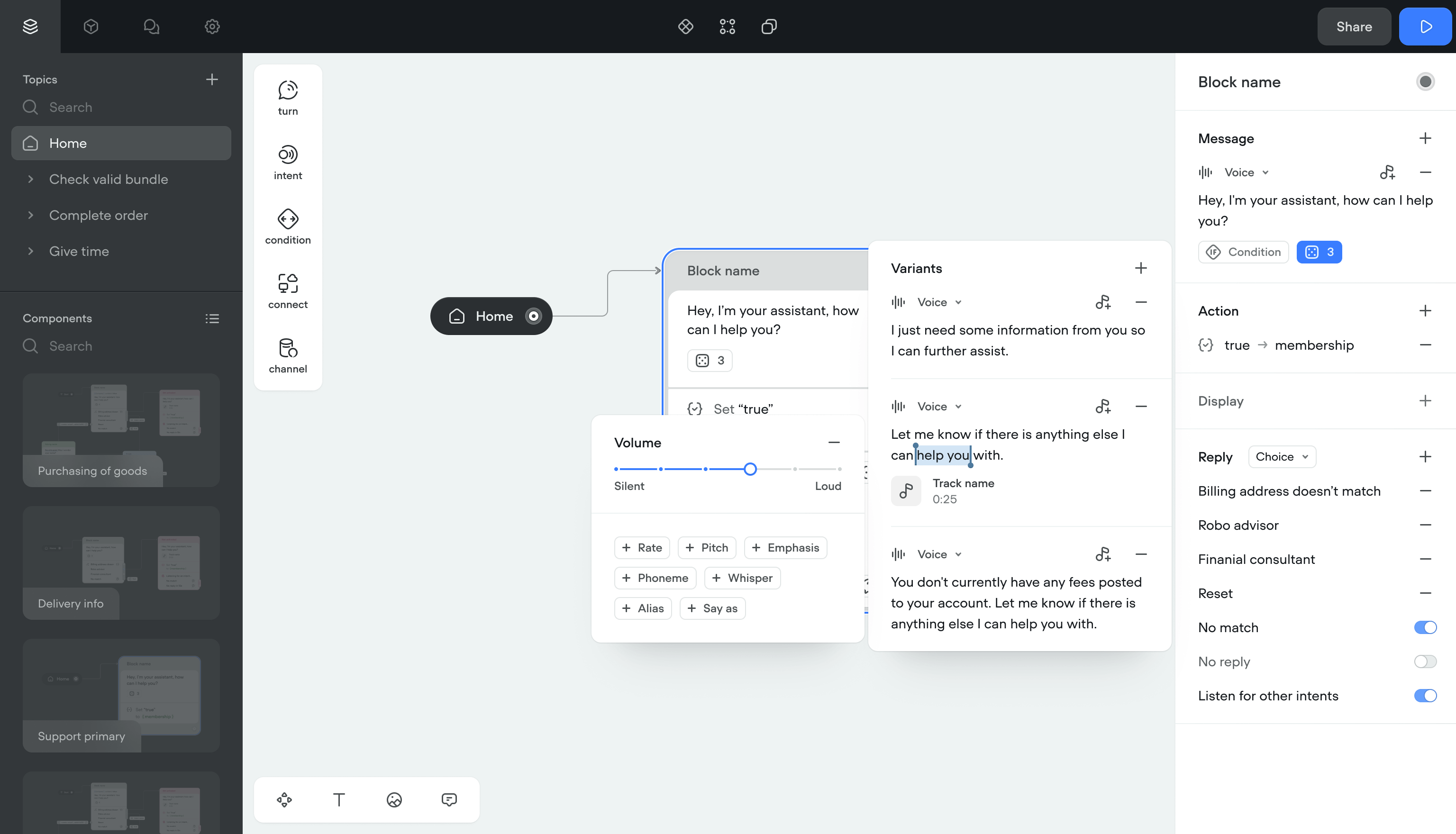 Variables and conditions