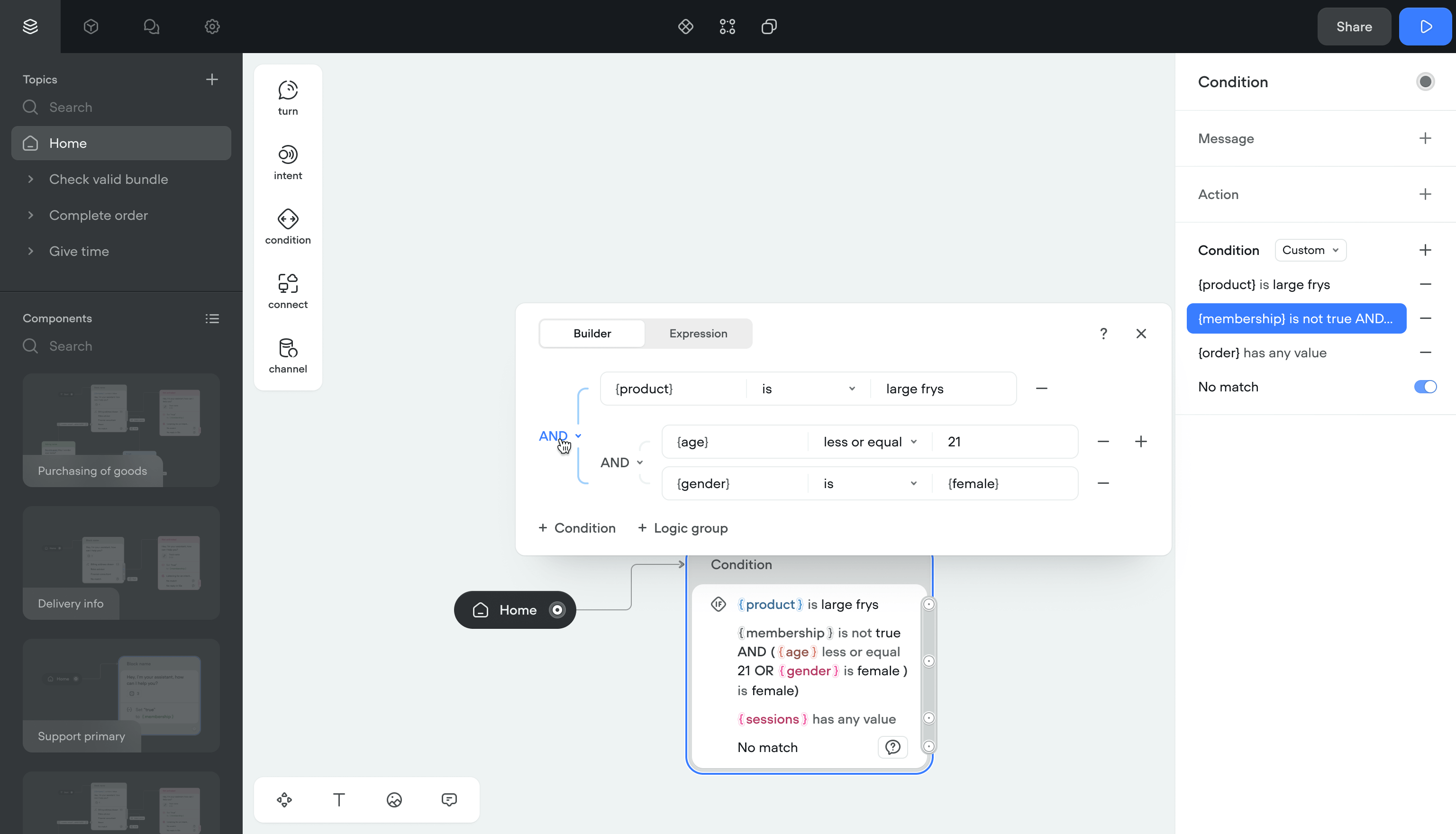 Variables and conditions